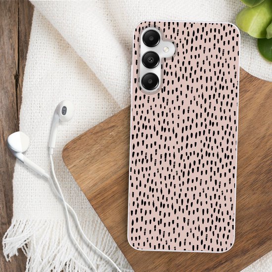 Coque de téléphone compatible avec Samsung Galaxy A05s - Motif pois - Rose - Zwart - Siliconen