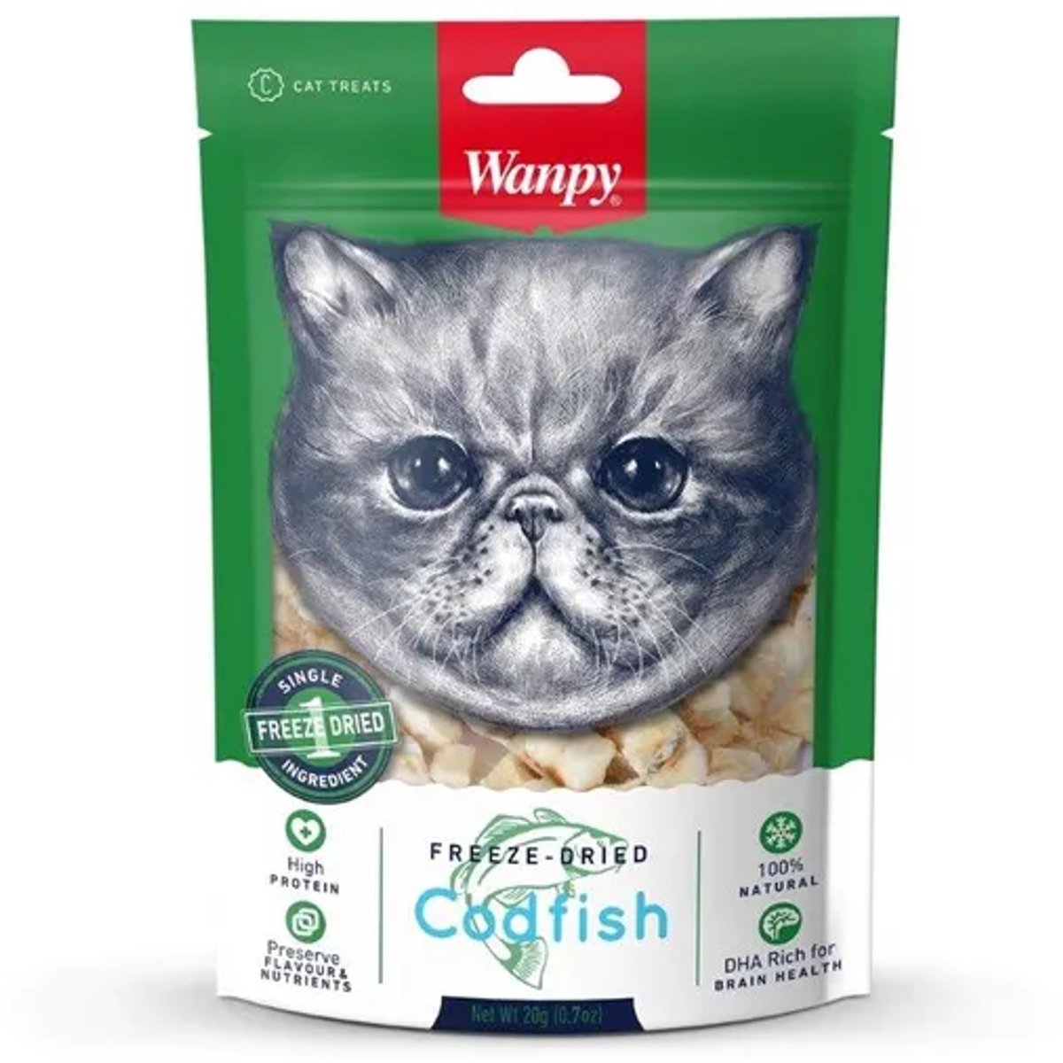 Wanpy - Gevriesdroogde Kabeljauw - 3x 20 gram