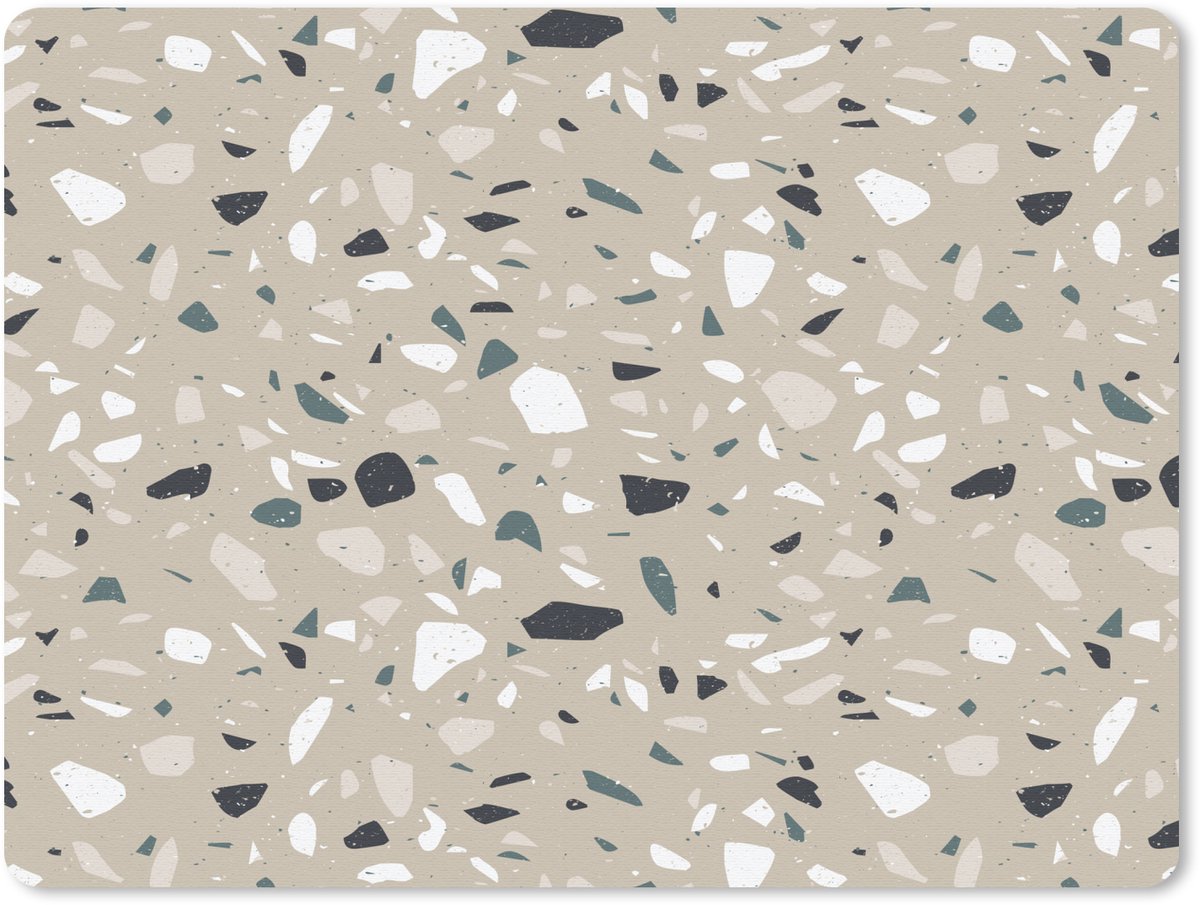 Muismat 23x19 cm - Mousepad Terrazzo - Patroon - Groen - Muismatten