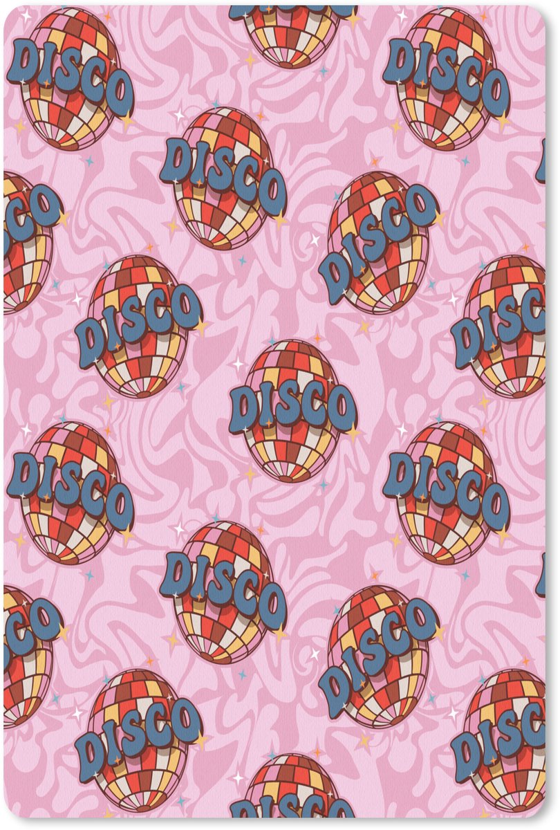 Muismat 18x27 cm - Mousepad Disco - Bal - Patroon - Roze - Muismatten