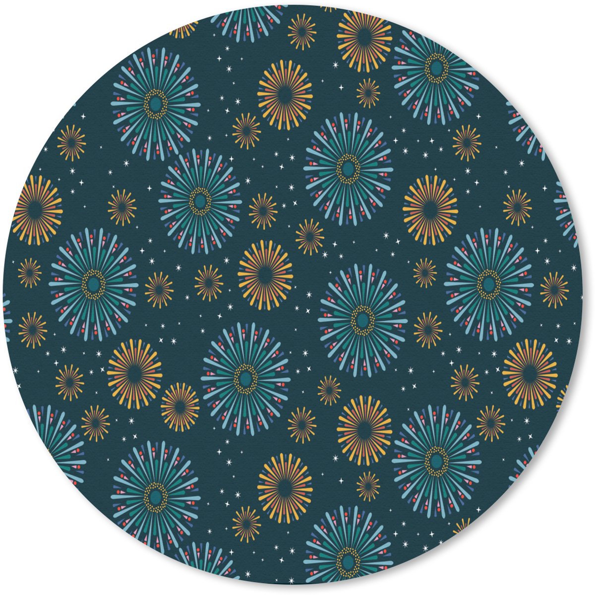 Muismat rond 30x30 cm - Mousepad Blauw - Patroon - Retro - Ronde muismatten