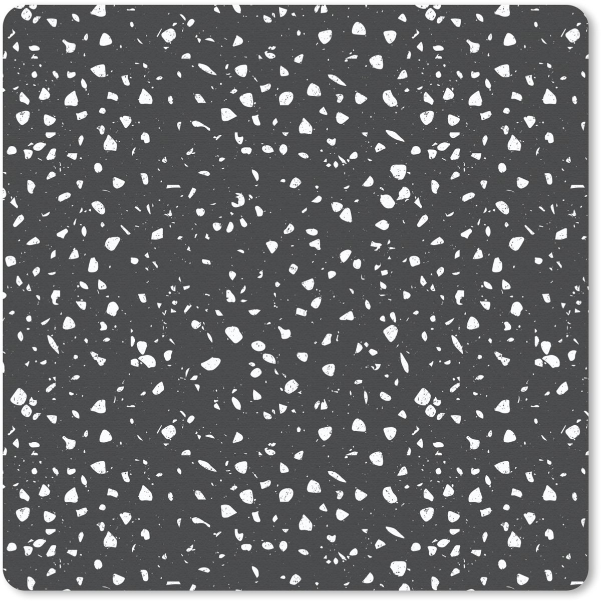 Muismat 20x20 cm - Mousepad Terrazzo - Patroon - Zwart - Wit - Muismatten