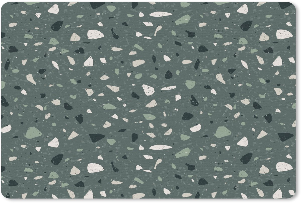 Muismat 27x18 cm - Mousepad Terrazzo - Patroon - Kleurrijk - Groen - Muismatten