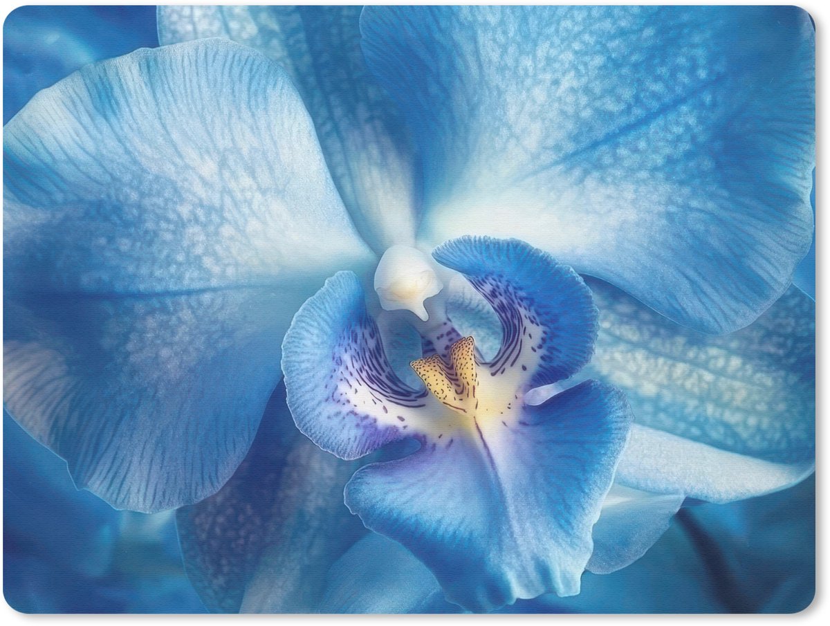 Muismat 23x19 cm - Mousepad Blauw - Orchidee - Elegeant - Muismatten