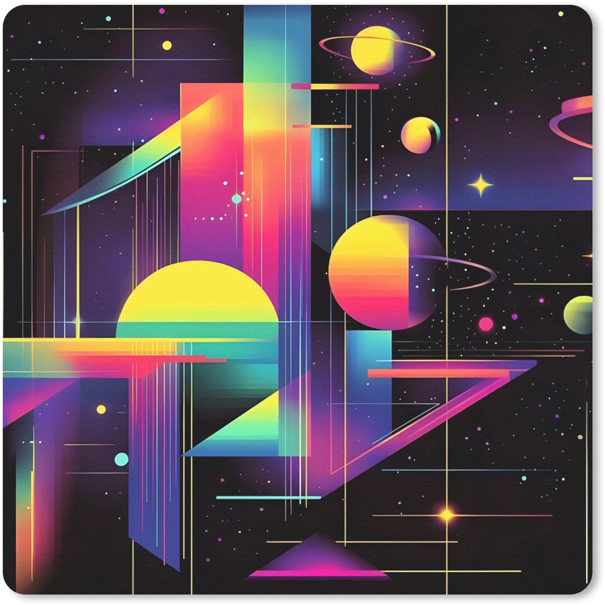 Muismat 30x30 cm - Mousepad Abstract - Vormen - Kleurrijk - Lijnen - Muismatten