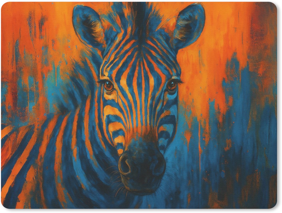 Muismat 23x19 cm - Mousepad Zebra - Abstract - Blauw - Muismatten