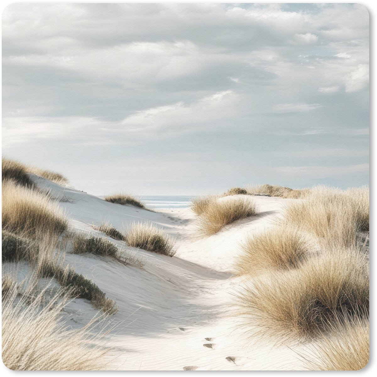 Muismat 30x30 cm - Mousepad Duinen - Gras - Sporen - Wolken - Muismatten