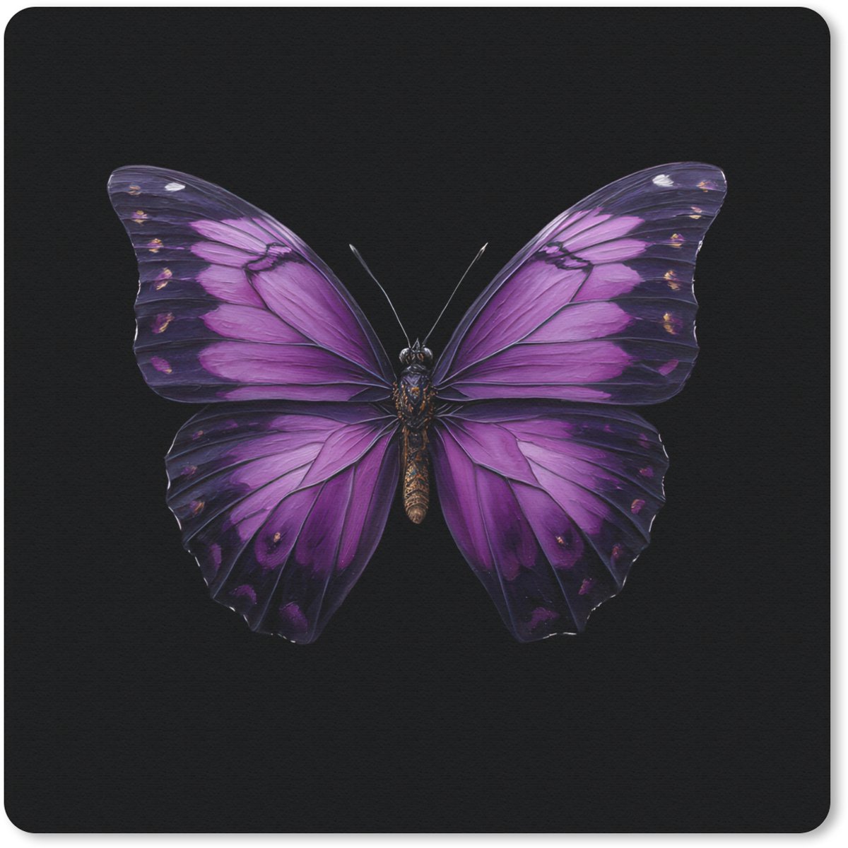 Muismat 20x20 cm - Mousepad Vlinder - Paars - Levendig - Muismatten