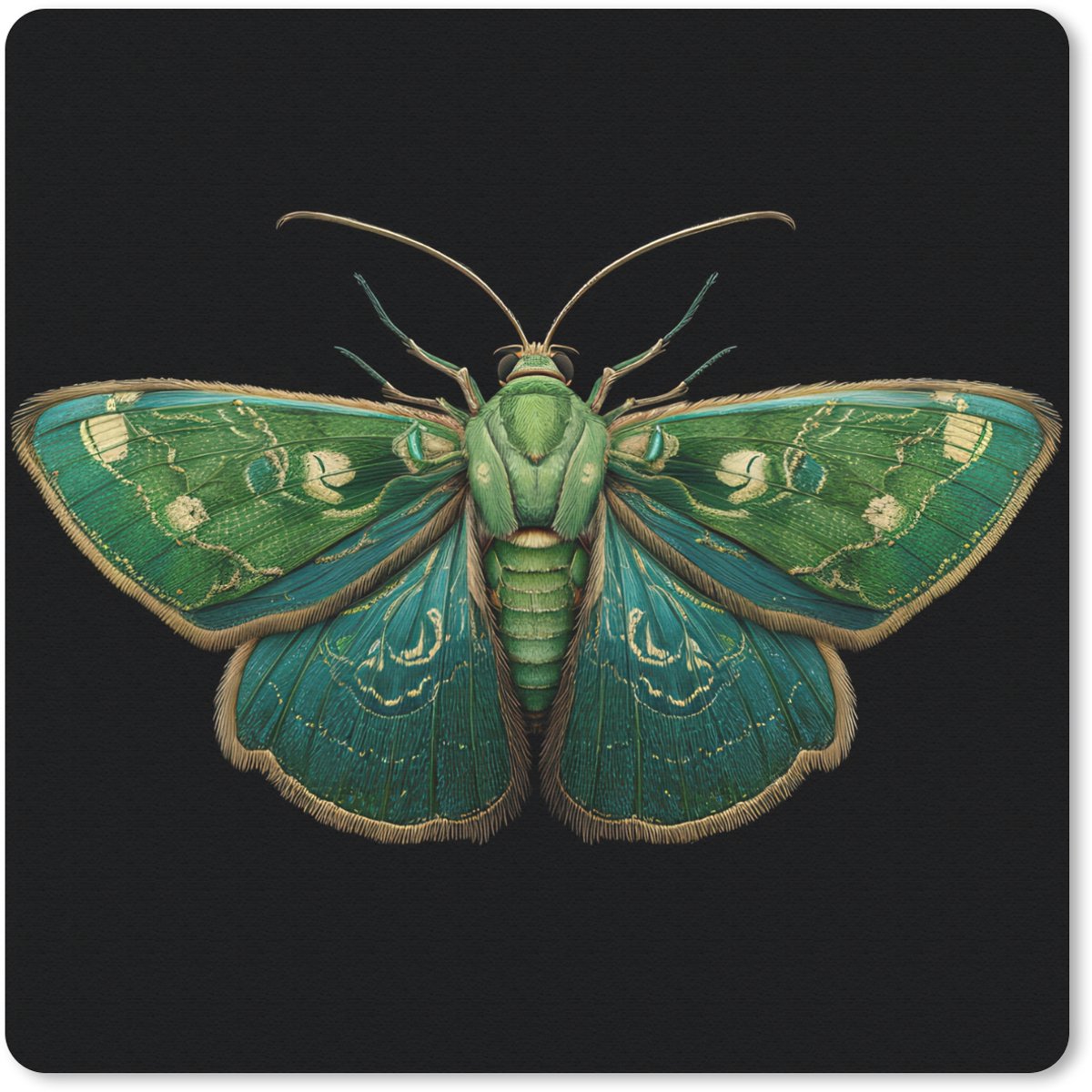 Muismat 20x20 cm - Mousepad Mot - Levendig - Groen - Muismatten