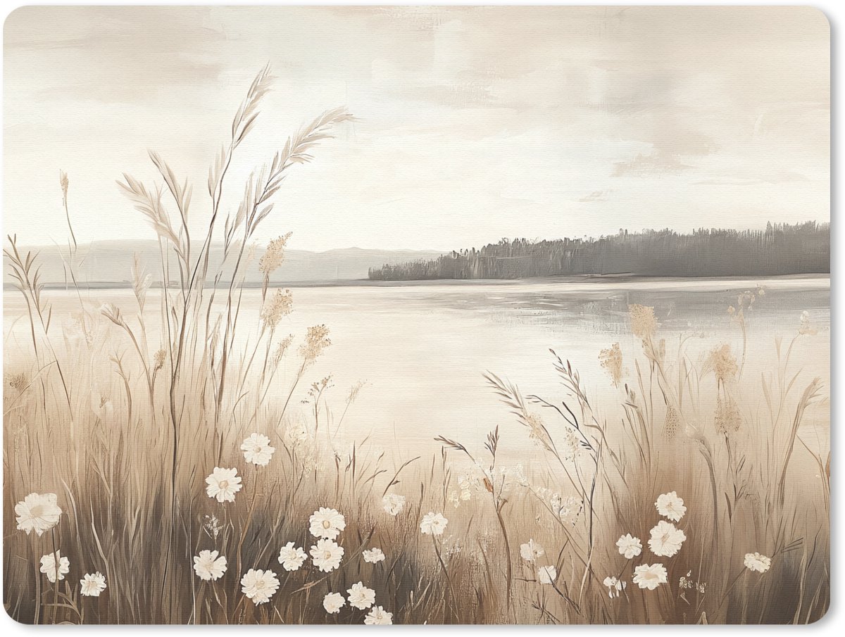 Muismat 23x19 cm - Mousepad Meer - Water - Natuur - Beige - Muismatten