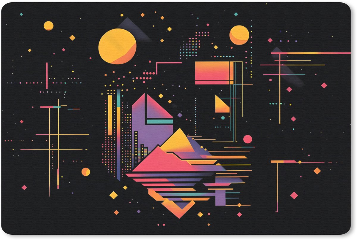 Muismat 27x18 cm - Mousepad Abstract - Vormen - Lijnen - Kleurrijk - Muismatten