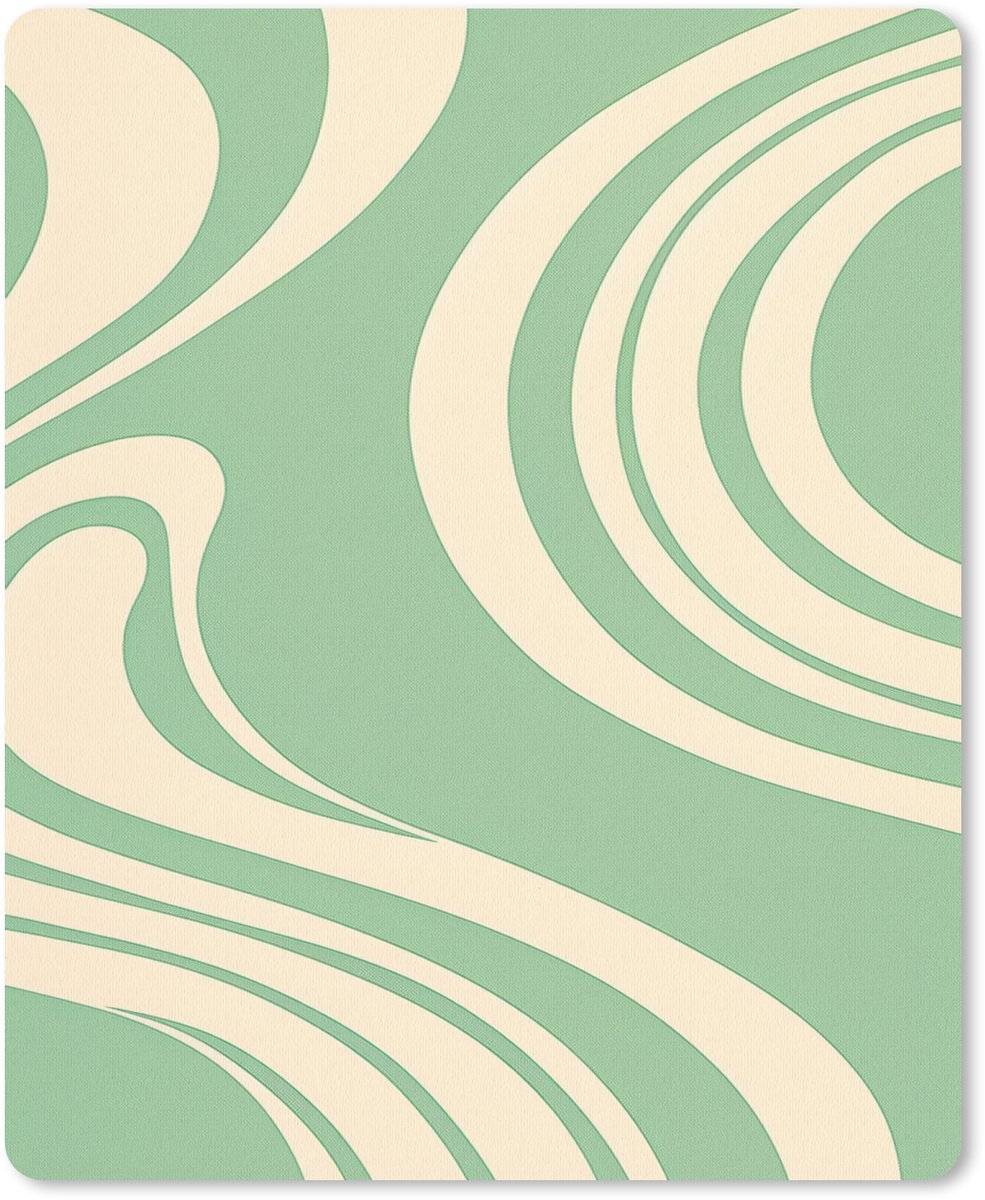 Muismat 19x23 cm - Mousepad Golvende lijnen - Mintgroen - Dansende vormen - Muismatten