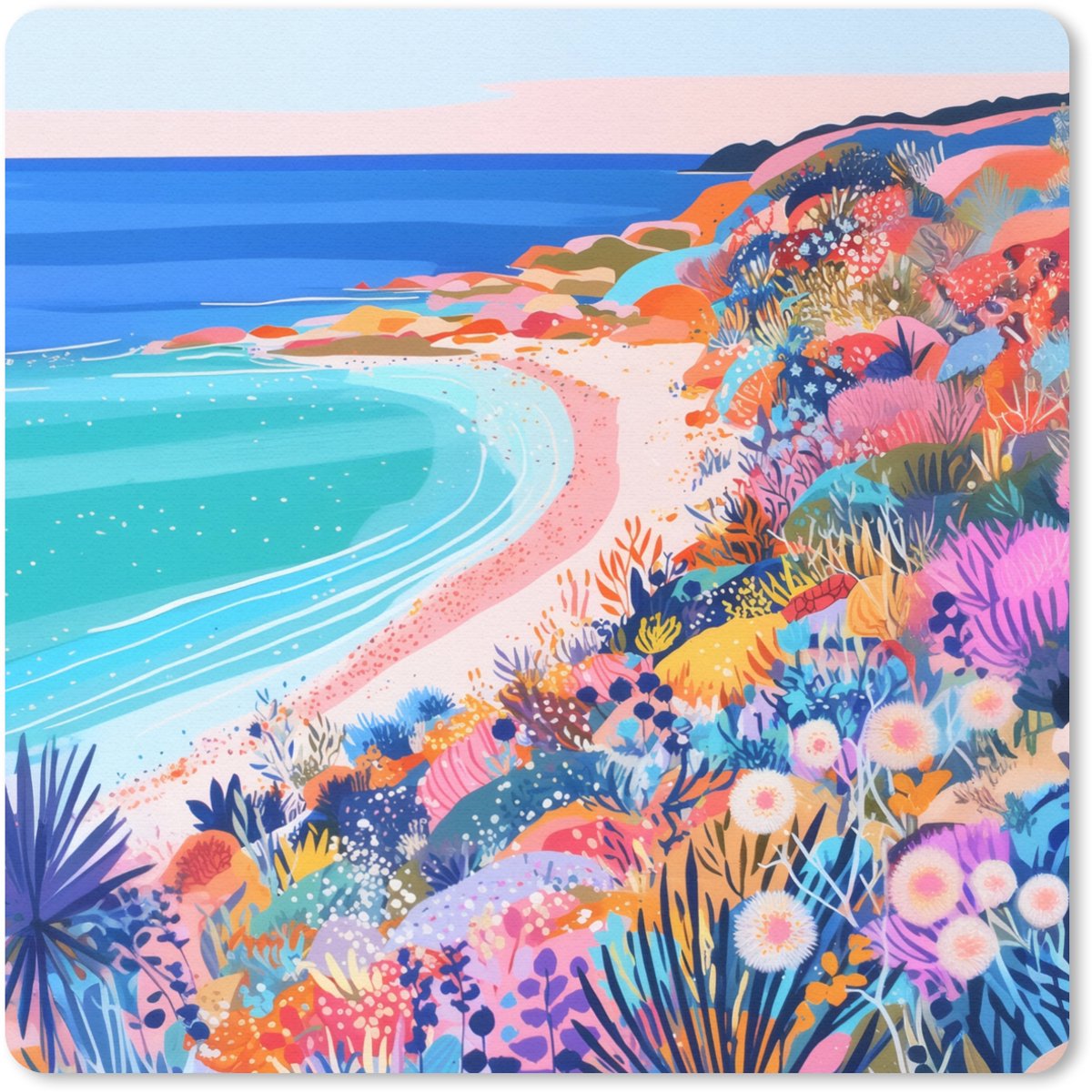Muismat 30x30 cm - Mousepad Bloemenweide - Zee - Zomers - Muismatten
