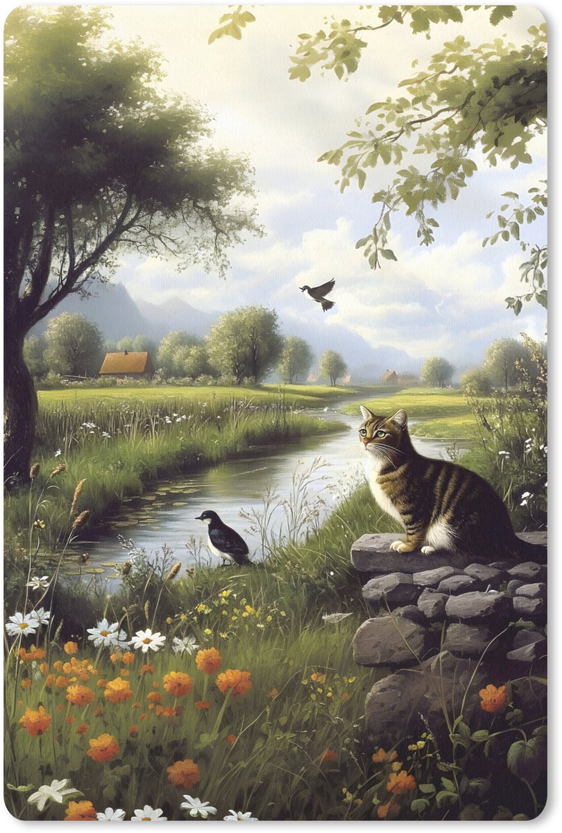 Muismat 18x27 cm - Mousepad Kat - Beekje - Weide - Muismatten