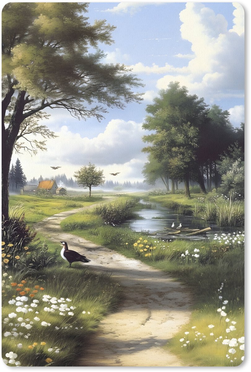Muismat 18x27 cm - Mousepad Zandpad - Groen landschap - Water - Muismatten