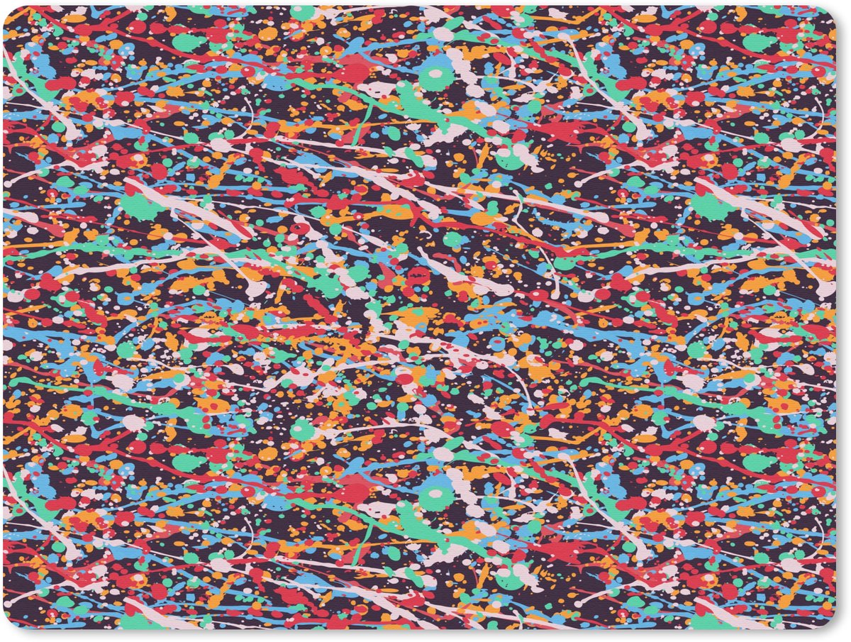 Muismat 23x19 cm - Mousepad Spat - Abstract - Waterverf - Multi - Muismatten