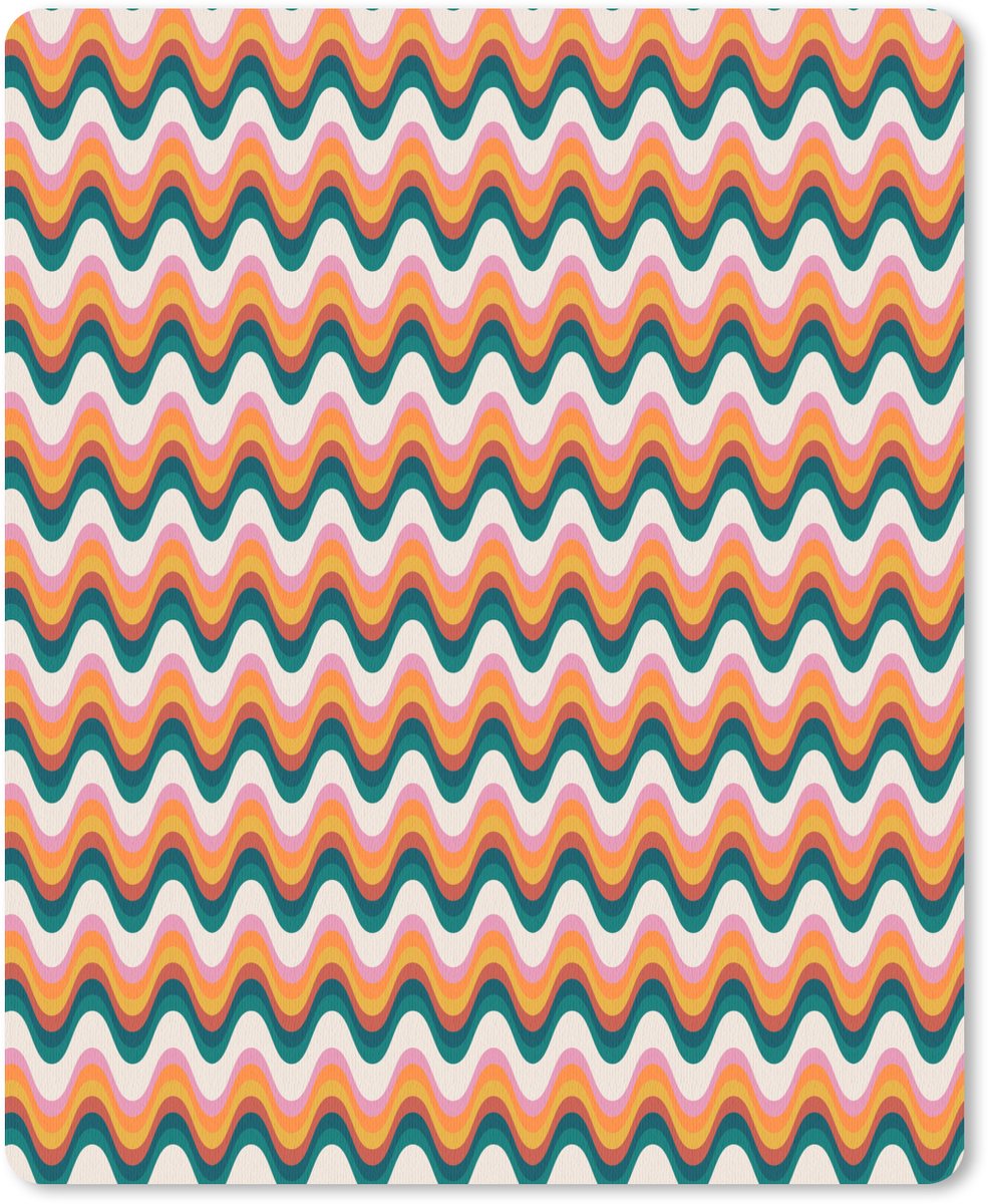 Muismat 19x23 cm - Mousepad Retro - Disco - Golven - Kleur - Muismatten