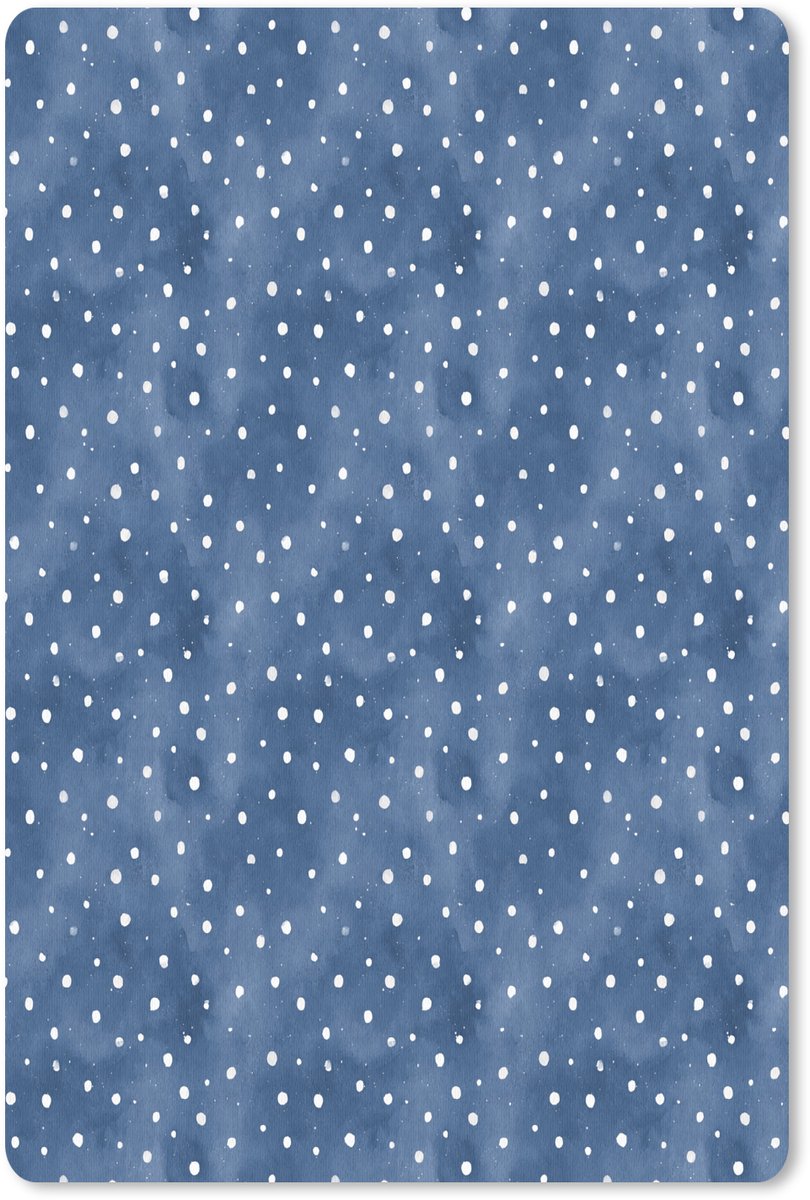 Muismat 18x27 cm - Mousepad Frans - Citroen - Stippen - Wit - Blauw - Muismatten