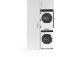 Wasophoogte® Wasmachine Kast Paris - Wasmachine verhoger - Wasmachine ombouw - 700(D)*1265(B)*2350(H) mm - Wit