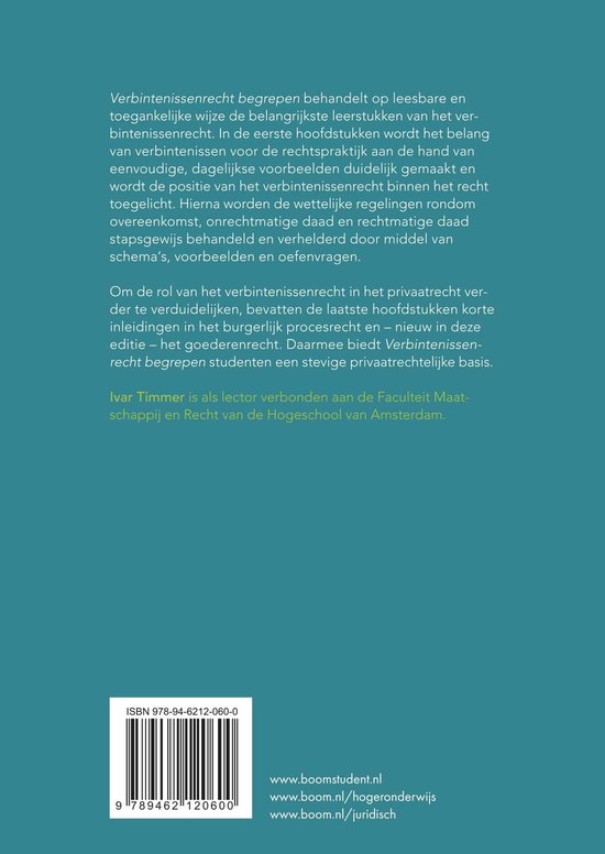 Boekrug met ISBN en een gedetailleerde beschrijving van "Verbintenissenrecht begrepen".