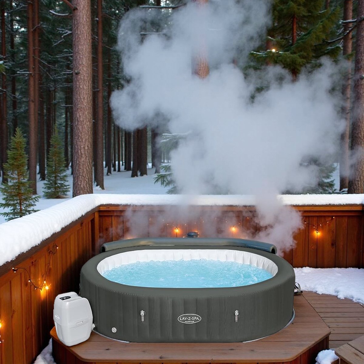 Luxe Opblaasbare Jacuzzi 4 Personen - Rond Bubbelbad - Luxe - €1.350,00