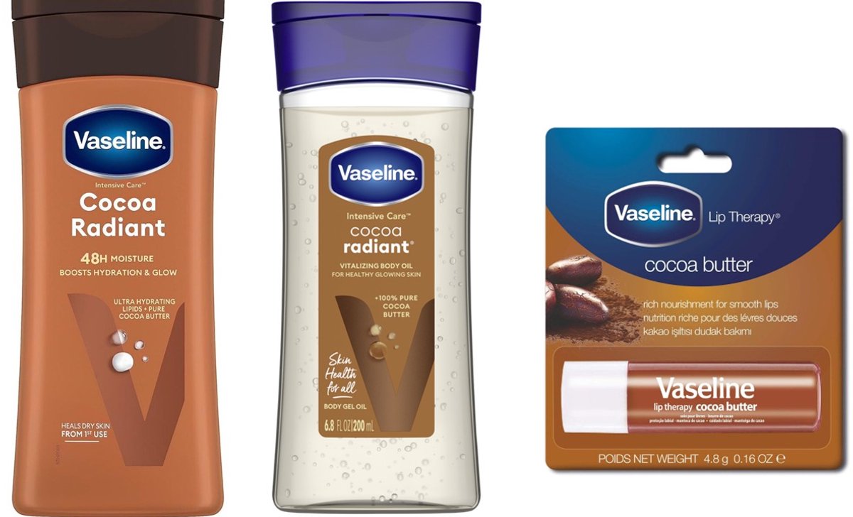 Vaseline Cocoa Radiant Set - Bodylotion / Body Oil / Lip Therapie Stick