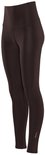 Donkerbruine, glanzende legging met hoge taille en V-detail aan de voorkant.
