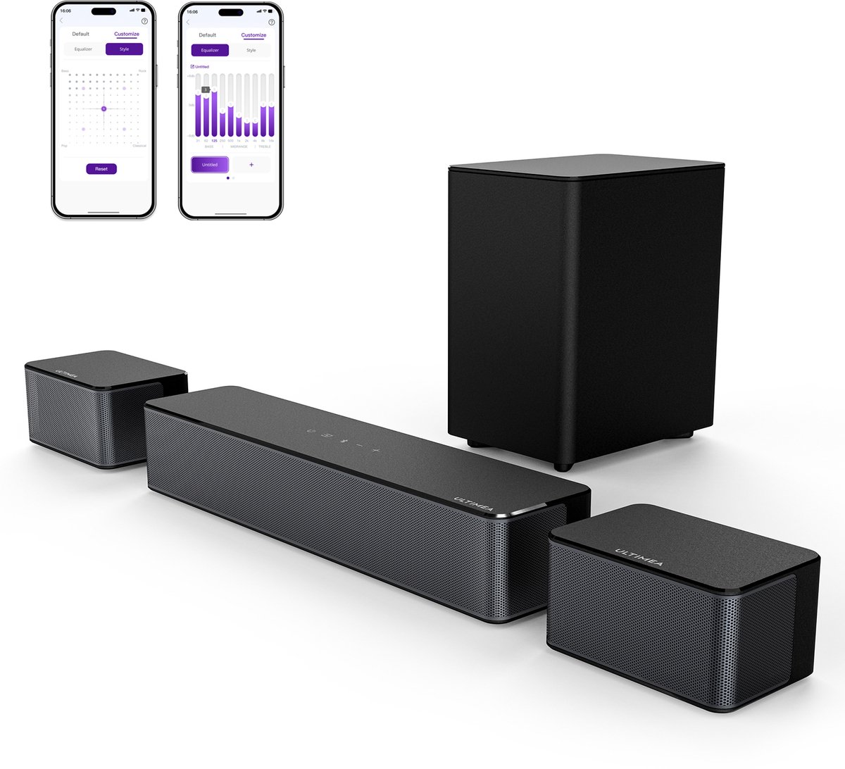 ULTIMEA Poseidon D50 5.1 Surround Sound-systeem - Soundbar met draadloze subwoofer - 320W piekvermogen - BassMX™ basversterking - Bluetooth 5.3