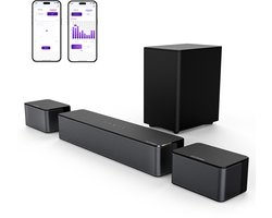 ULTIMEA Poseidon D50 5.1 Surround Sound-systeem – Soundbar met draadloze subwoofer – 320W piekvermogen – BassMX™ basversterking – Bluetooth 5.3