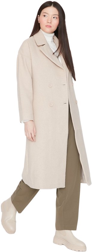 Trendyol Antraciet Oversized, Wijde, Lange Wollen Cachetjas Twoaw21Kb0038