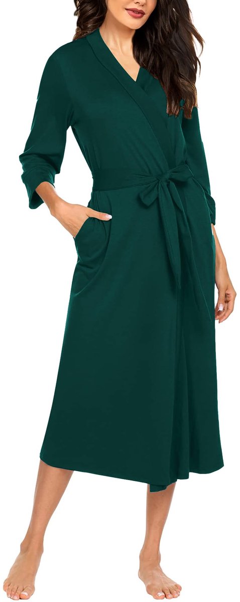 Dames Kimono Morgenjas - Licht Gebreid - Voor Bruidsmeisjes - Zeegroen XXL