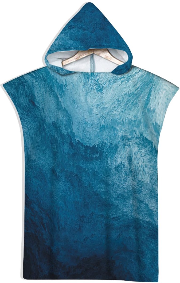 Microvezel Strandponcho - Sneldrogend met Onderwaterwereld Dierenprint - Voor Volwassenen en Kinderen - Blauw - 75x110 cm