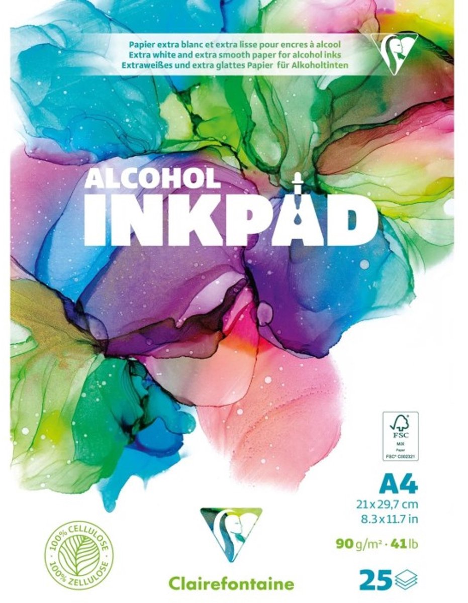Alcohol inkpad blok wit A4 25 vel