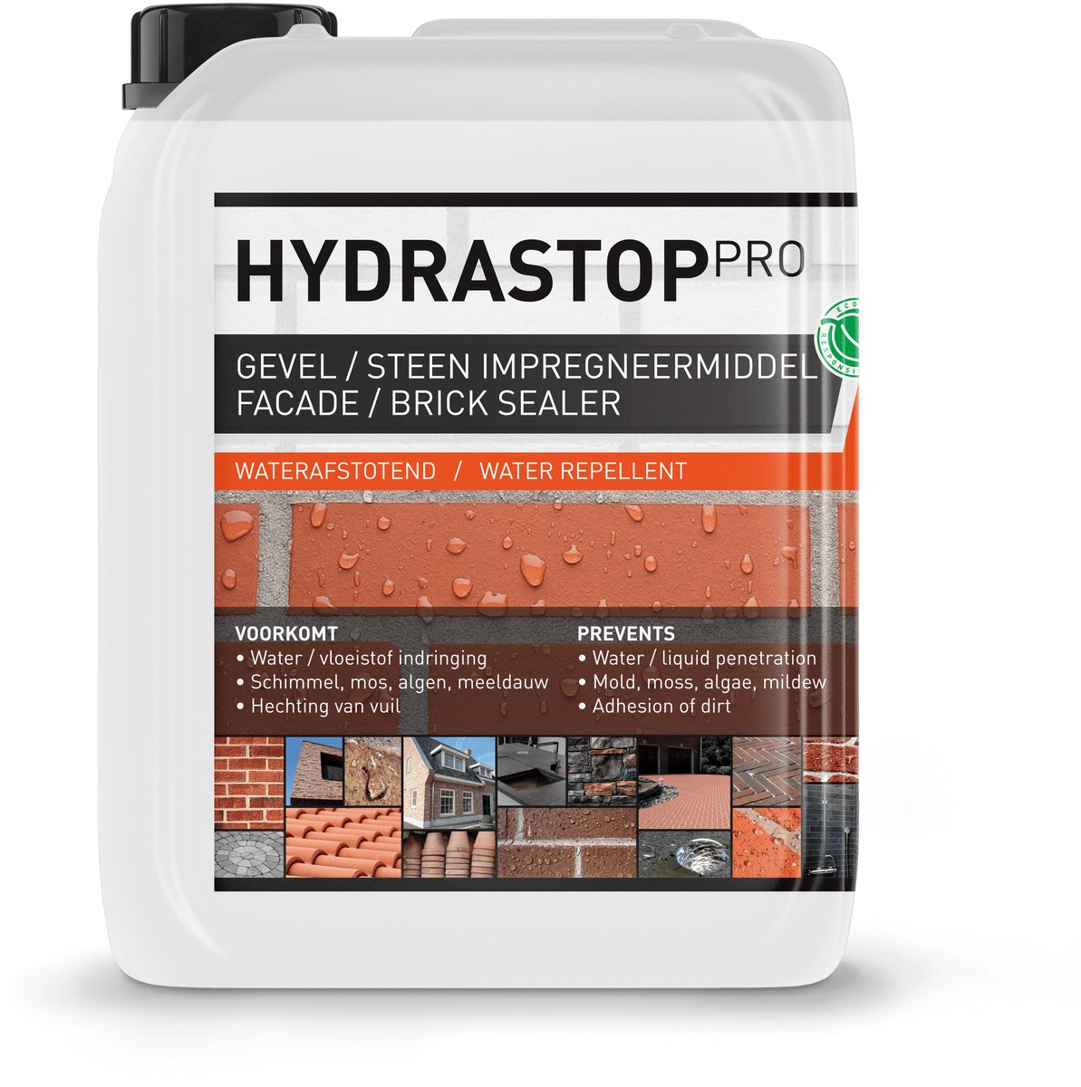 Gevel steen en metselwerk impregneer middel Hydrastop Pro 2.5 liter - gevel impregneren geschikt voor het waterdicht maken van steen, beton en voegen