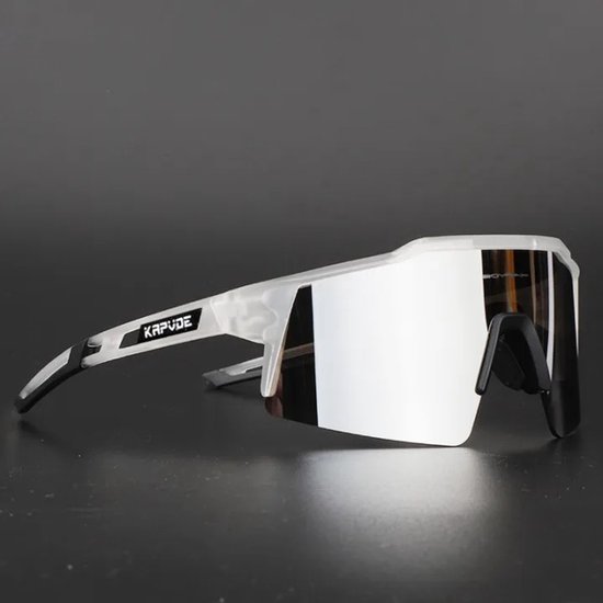 KAPVOE Sport Zonnebril - COMPLETE SET - 4 GLAZEN - Fietsbril - Sportbril - Mountainbike - Wielren - Ski - Wintersport - Polariserend - UV 400 - Nachtbril - Hoesje -Brillenkoker - Wit Transparant - apres ski van Kapvoe — afbeelding 2