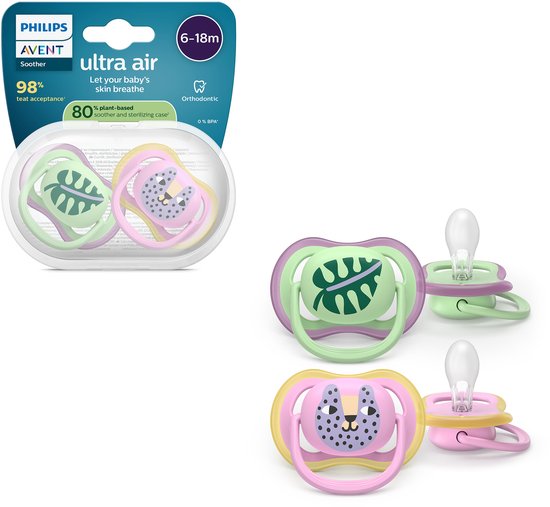 Philips Avent Ultra Air - Ademend en lichtgewicht fopspeen (6-18 mnd) - 2 stuks - SCF087/13 van Philips — afbeelding 3