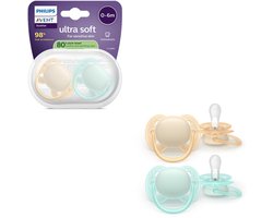 Philips Avent Ultra Soft – Superzachte siliconen fopspeen (0-6 mnd) – Voor gevoelige huid – 2 stuks - SCF091/40