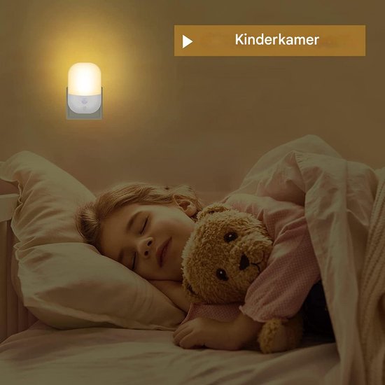 EXCITAT 2 Nachtlampjes - Energiebesparende sensorlamp - Met schemersensor - 5 instelbare helderheidsniveaus - Warm wit nachtlampje - Geschikt voor gangen, trappen, slaapkamers, keukens, badkamers, woonkamers - 0,3 W van EXCITAT — afbeelding 3