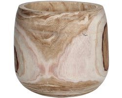 Mica Decorations Pia Bloempot - H27 x Ø27 cm - Paulownia Hout - Lichtbruin
