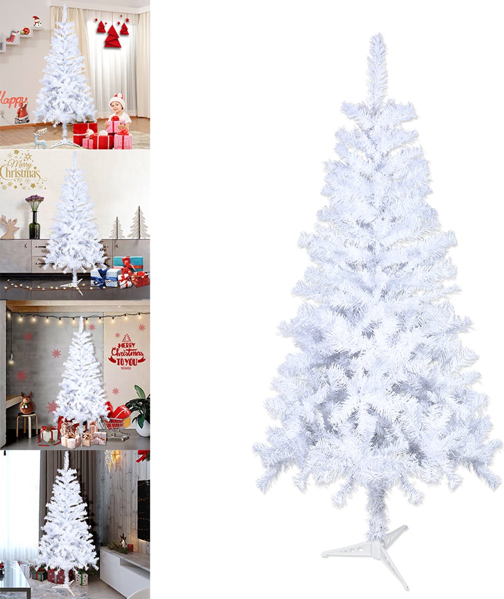 Aufun 120 cm Kunstkerstboom PVC, Edelspar Snel Op Te Bouwen, Brandvertragend, incl. Kerstboomstandaard, Wit