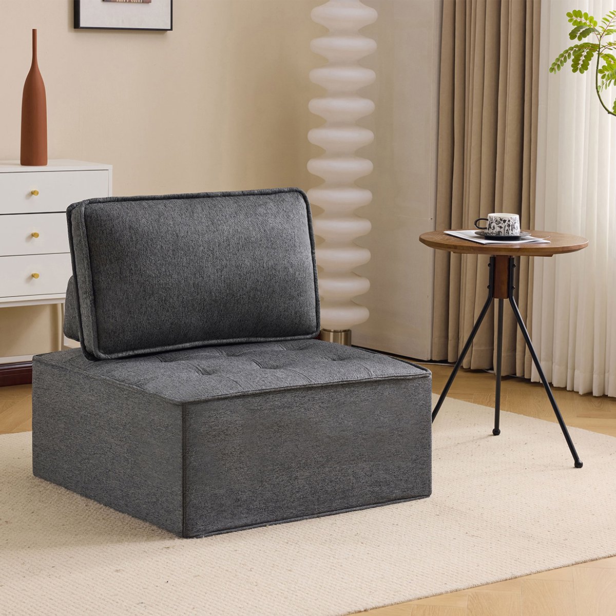 Pugsdrly Eenpersoonsbank, kleine woonkamer set, fauteuil, poef, bank voor slaapkamer, logeerkamer of kinderkamer