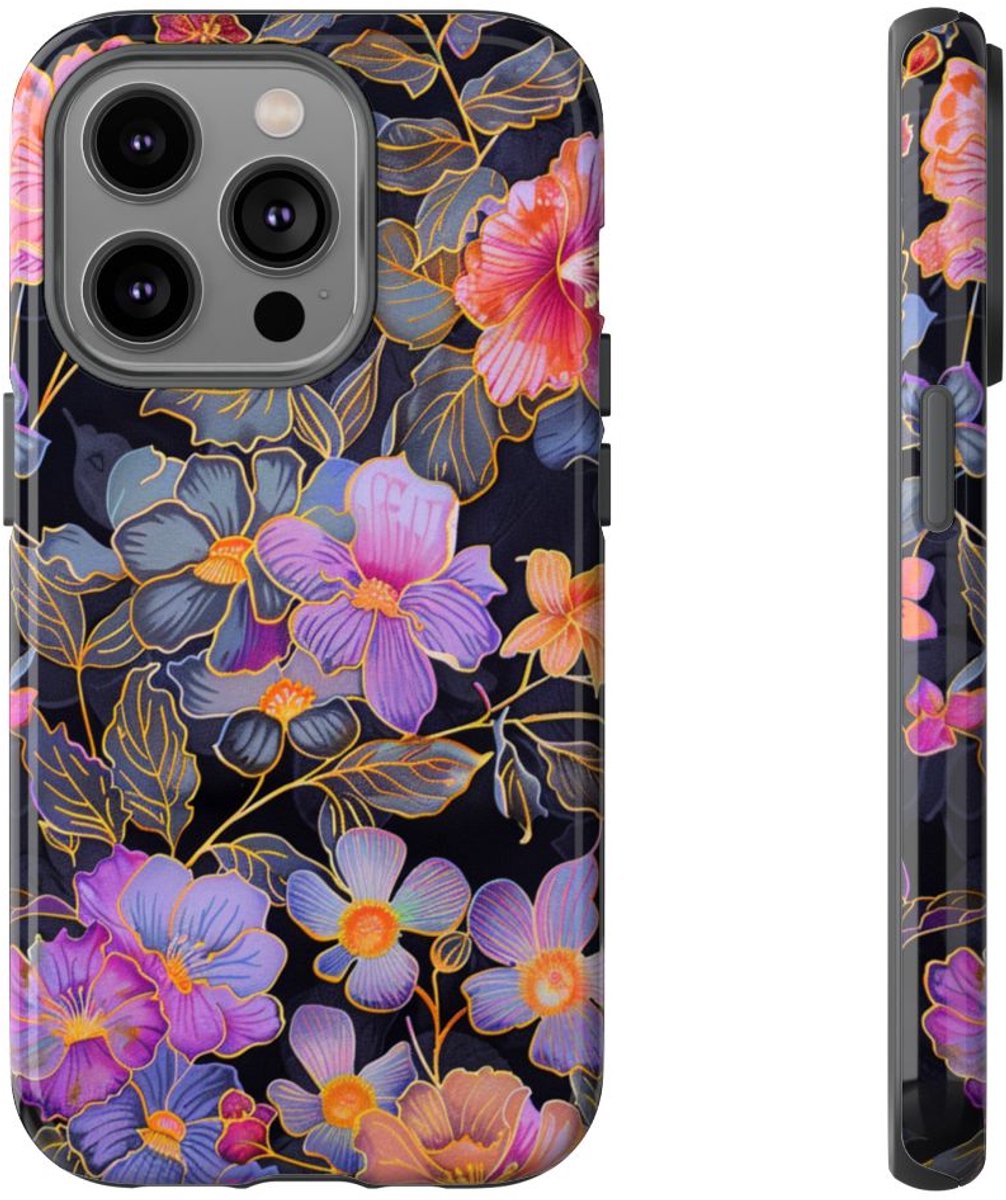 Levendig Bloemenpatroon – Telefoonhoesje Geschikt voor iPhone 14 Pro