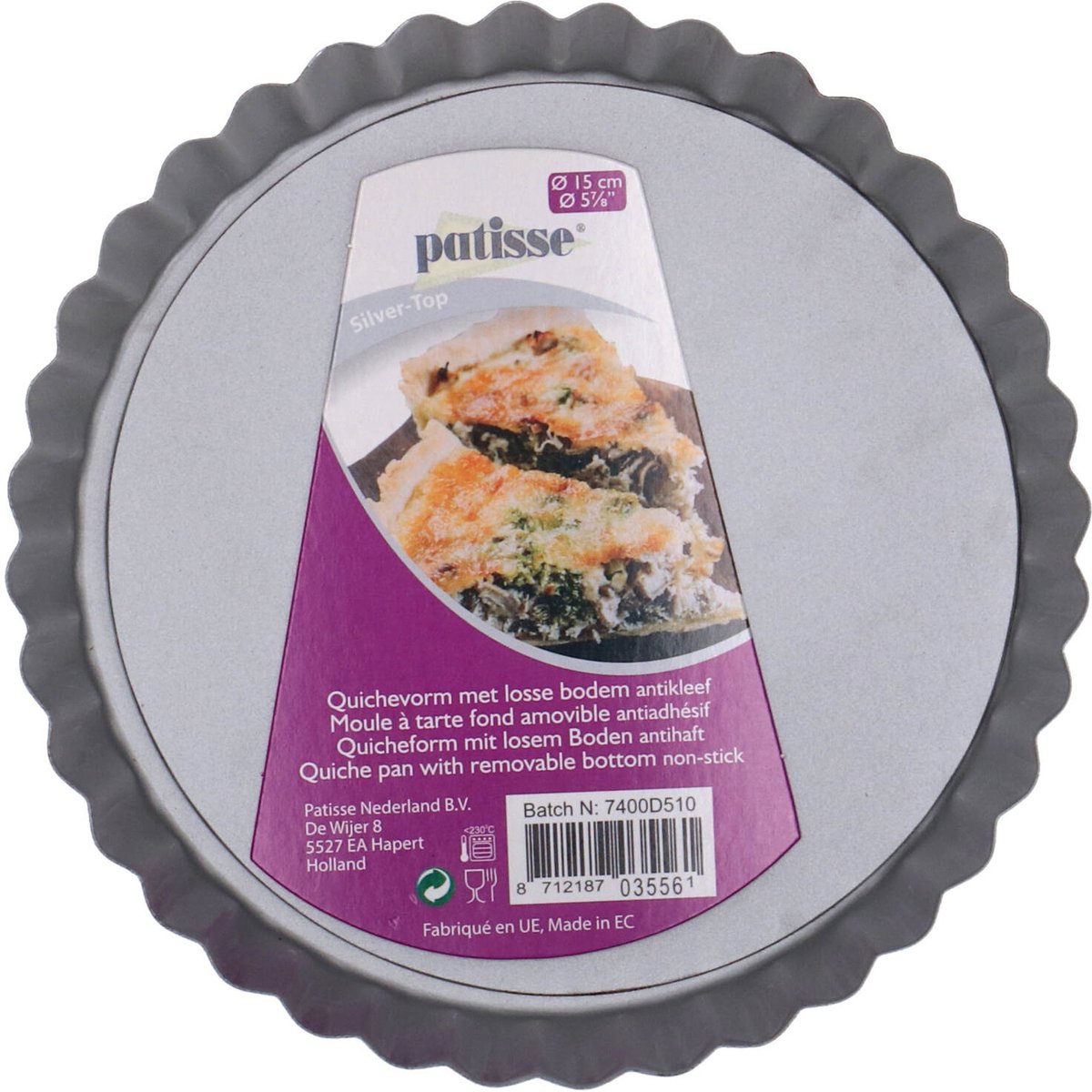 Patisse Quichevorm met Losse Bodem 15 cm Zilver