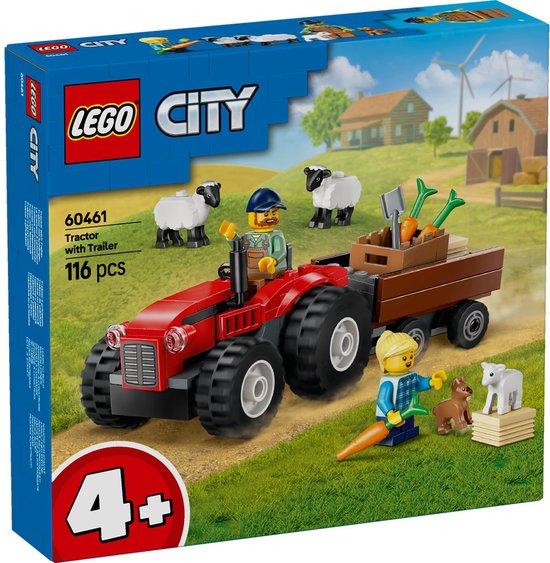 LEGO City Rode tractor met aanhanger en schapen - 60461