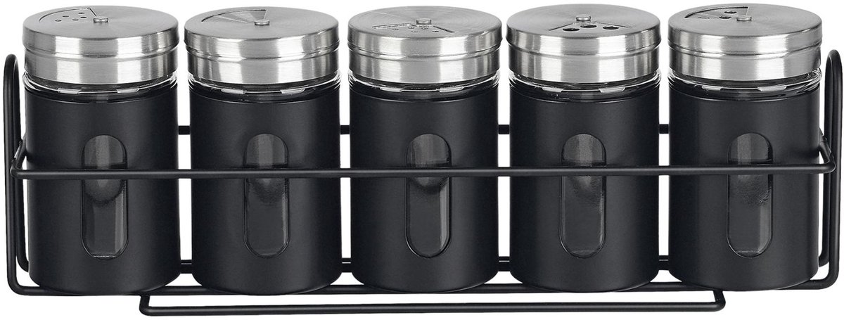 Kruidenstrooier + houder 5st zwart 80ml