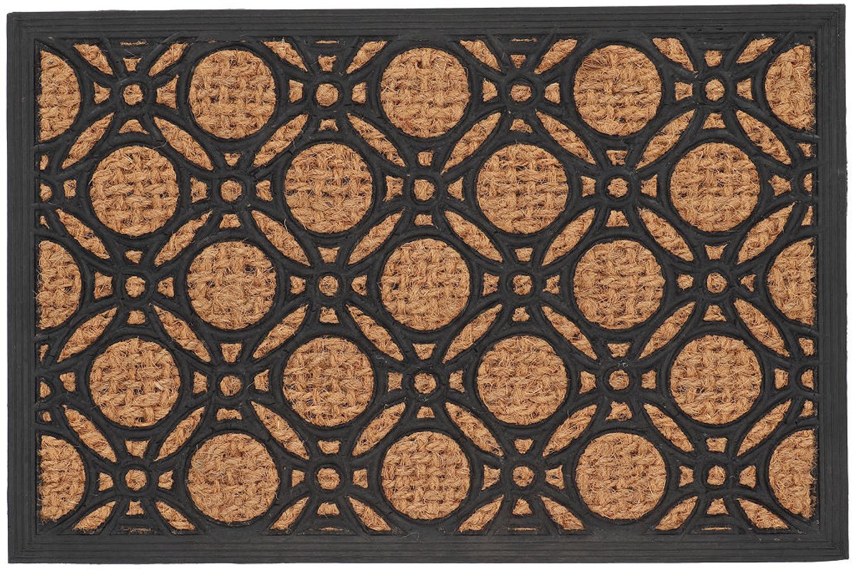 Deurmat kokos rubber cirkels 40x60cm entree schoon design.
