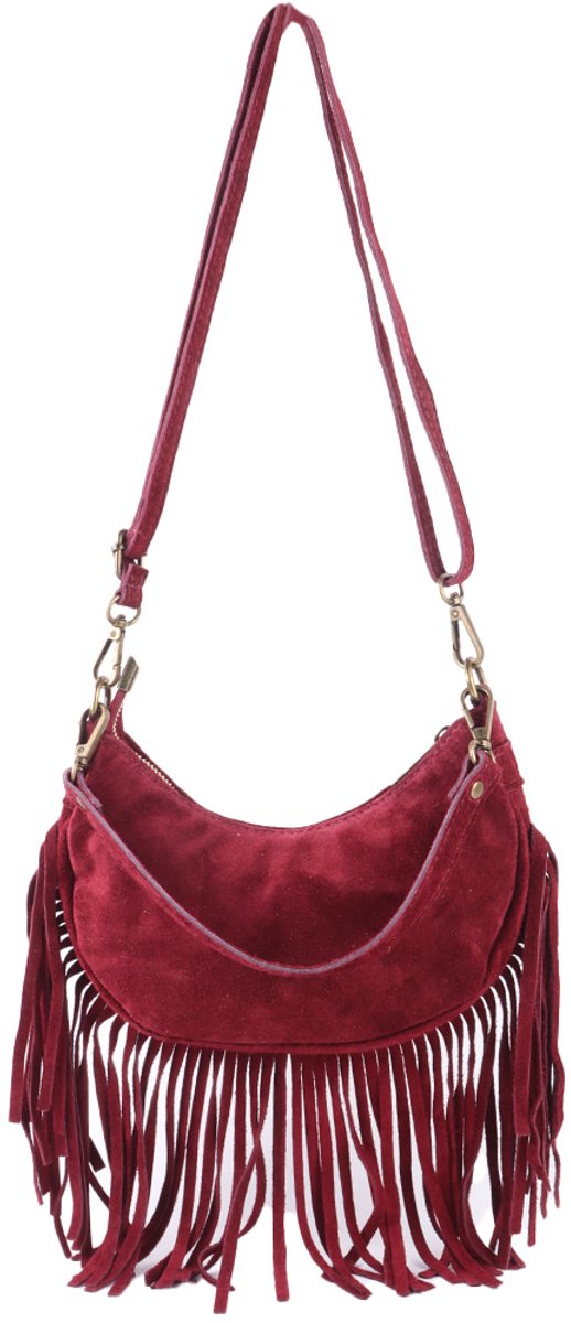 Giuliano Suede schoudertas Carice - Suede - Dames - Made in Italy - Bordeaux