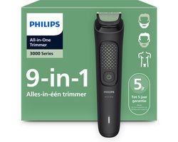 Philips Series 3000 Multigroom - Tondeuse à barbe - 9 en 1 - Tondeuse nez - Tondeuse Intimate - Visage, cheveux et corps - Pochette de rangement - Zwart - MG3945/15