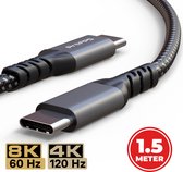 Câble ProFPS USB-C vers USB-C 1,5 m - Chargeur rapide et câble de données USB 4.0 - Câble de charge 240 W - Thunderbolt 40 Gbit/s - Prise en charge 8K 60 Hz et 4K 120 Hz - Câble de charge USBC adapté pour Samsung, iPhone 15, iPad, MacBook et plus