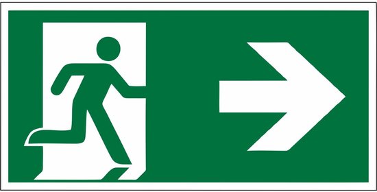 Panneau de sortie de secours direction droite 30x15 aluminium lumineux